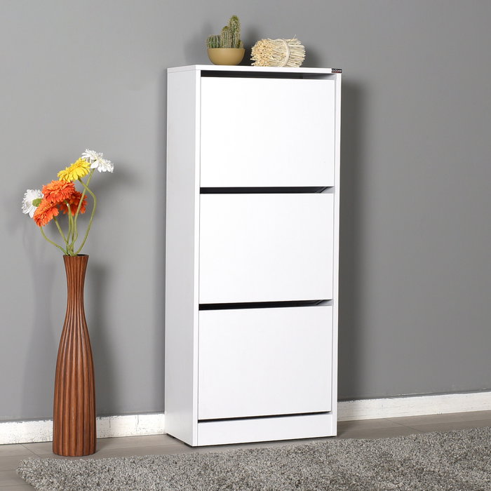 Hanah Home Zapatero Blanco con 3 Cajones